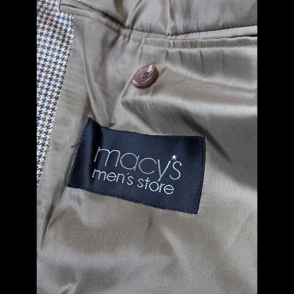 Lauren Ralph Lauren Jacket 40R Beige Houndstooth 2 Button Blazer Coat Silk Wool - Picture 8 of 10